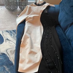 NWT black and white bandage dress